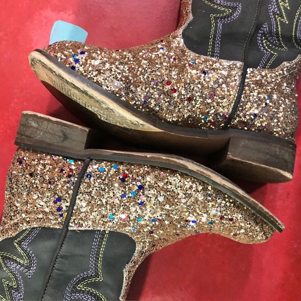 Cowgirl Boots Glitter Western Cowboy Boots Size 10